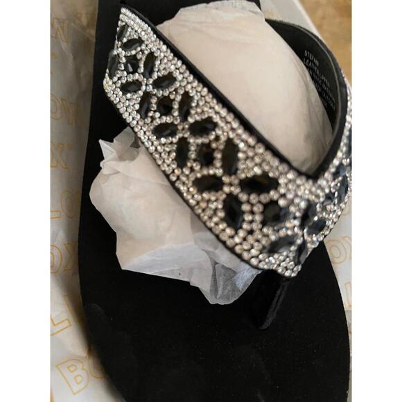 Yellow Box Stefani Flip Flops Floral Starburst Rhinestone Sparkle Sandals 9.5 - Picture 2 of 3